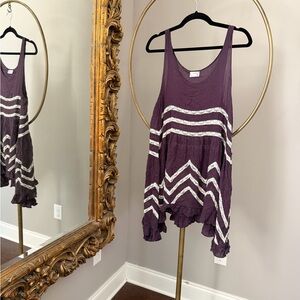 Free People Plum Chevron Ruffle-Hem Dress